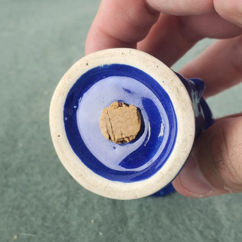 Vintage W.C. Fields Top Hat Blue‎ Glaze 3.25